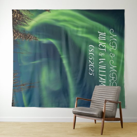 Aurora Script Mr & Mrs Trouw Achtergrond banner Wandkleed (In Situ (horizontaal))