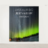 Aurora Script Mr & Mrs Trouw achtergrond banner Wandkleed (Voorkant)