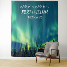 Aurora Script Mr & Mrs Trouw Achtergrond banner Wandkleed