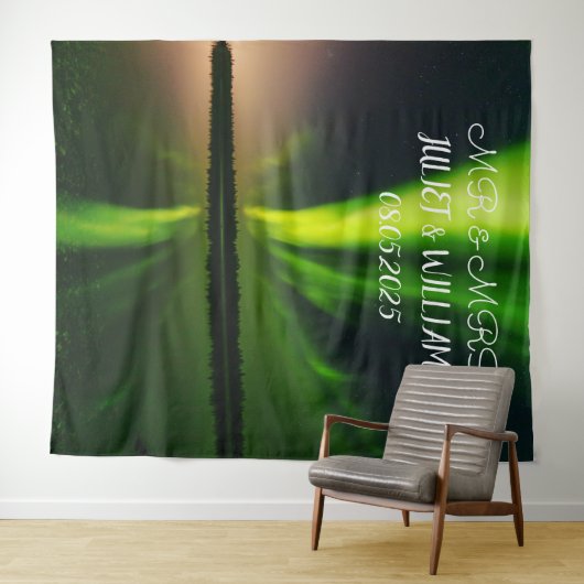 Aurora Script Mr & Mrs Wedding Backdrop banner Wandkleed (In Situ (horizontaal))