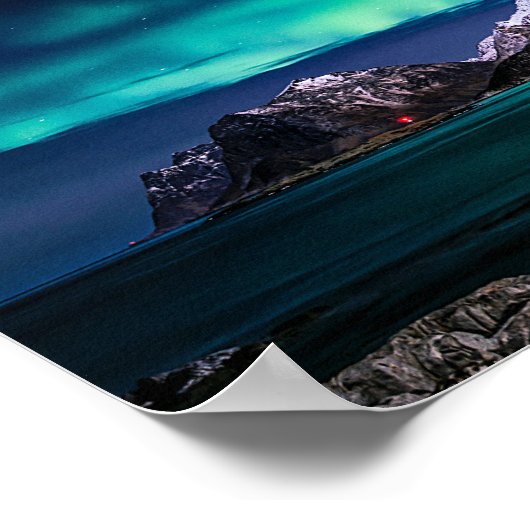 Aurora Sky Lights Snow Mountain Lake Poster (Hoek)