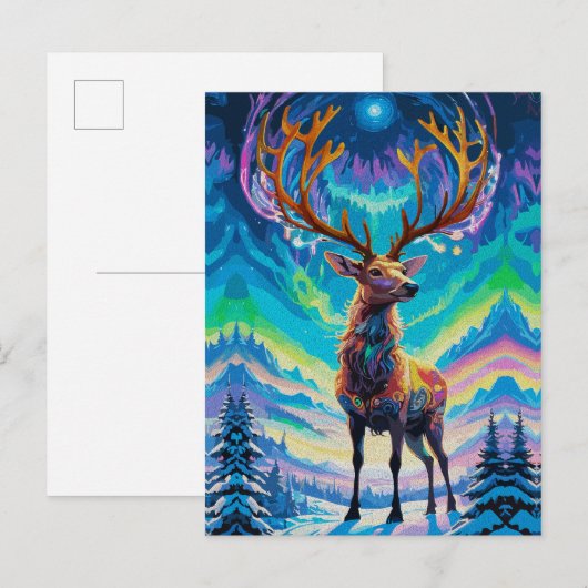 Aurora Stag: Magie in de Nacht Briefkaart (Voorkant / Achterkant)