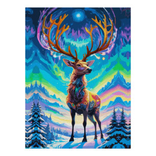 Aurora Stag: Magie in de Nacht Foto Afdruk
