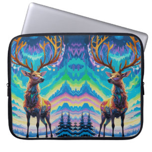 Aurora Stag: Magie in de Nacht Laptop Sleeve