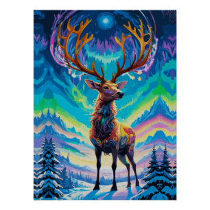 Aurora Stag: Magie in de Nacht Perfect Poster