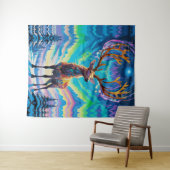 Aurora Stag: Magie in de Nacht Wandkleed (In Situ (horizontaal))