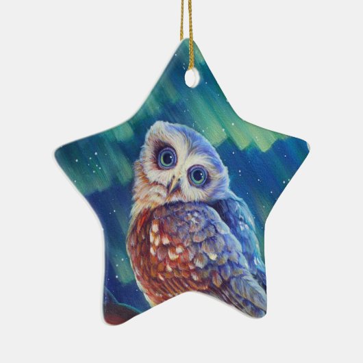 Aurora Starshine Owl. Keramisch Ornament (Rechts)