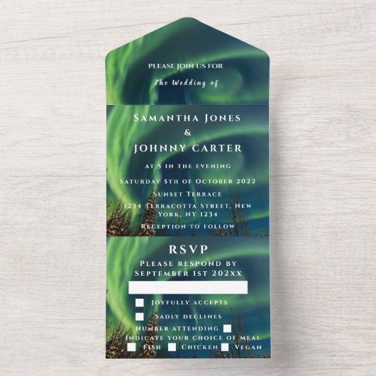 Aurora Sterrennacht Stars Sky Weddenschap All In One Uitnodiging (Binnen)