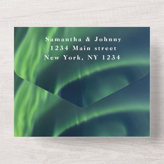 Aurora Sterrennacht Stars Sky Weddenschap All In One Uitnodiging (Achterkant)