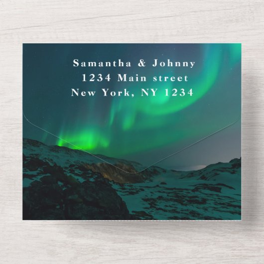 Aurora Sterrennacht Stars Sky Weddenschap All In One Uitnodiging (Achterkant)