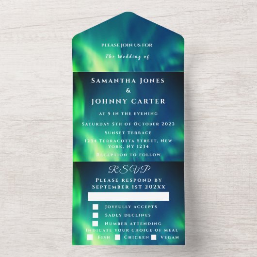 Aurora Sterrennacht Stars Sky Weddenschap All In One Uitnodiging (Binnen)