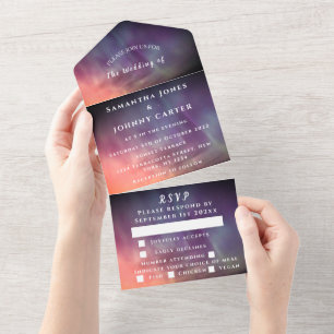 Aurora Sterrennacht Stars Sky Wedding All In One Uitnodiging