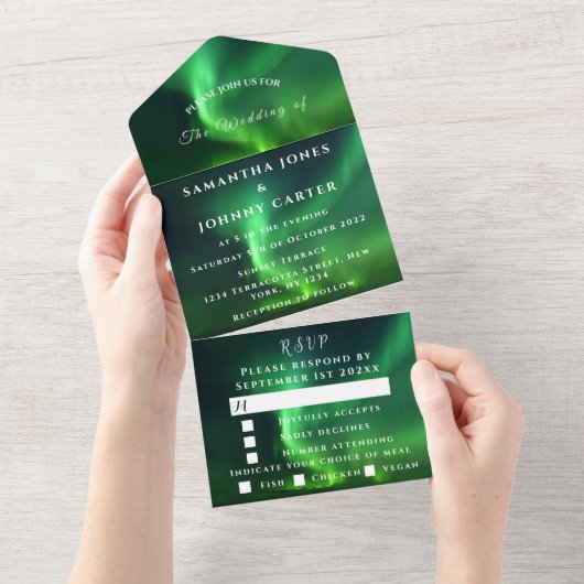 Aurora Sterrennacht Stars Sky Wedding All In One Uitnodiging (Afscheurbaar)