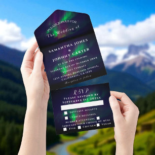 Aurora Sterrennacht Sterren Noorderlicht Huwelijk All In One Uitnodiging