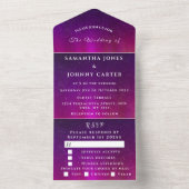 Aurora Sterrennacht Sterren Sky Bruiloft Paarse All In One Uitnodiging (Binnen)