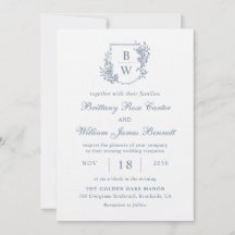 [AURORA]  stoffige blauwe kam monogram bruiloft