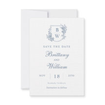 [AURORA]  stoffige blauwe kam monogram bruiloft