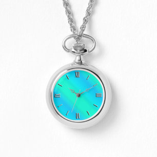Aurora stripes - blauw, aqua, turquoise horloge