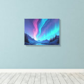 Aurora Tide – Premium 16"x12" Fluid Art Canvas Afdruk (Insitu (Houten vloer))