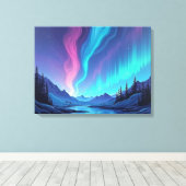 Aurora Tide – Premium 24"x18" Vloeibare Kunstcanva Canvas Afdruk (Insitu (Houten vloer))
