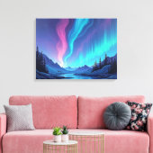 Aurora Tide – Premium 24"x18" Vloeibare Kunstcanva Canvas Afdruk (Insitu (Woonkamer))