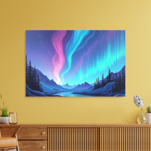 Aurora Tide – Premium 36"x24" Fluid Art Canvas (Insitu (Woonkamer))