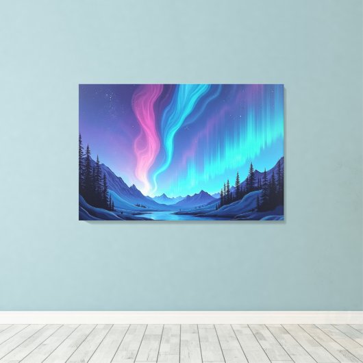 Aurora Tide – Premium 36"x24" Fluid Art Canvas Afdruk (Insitu (Houten vloer))