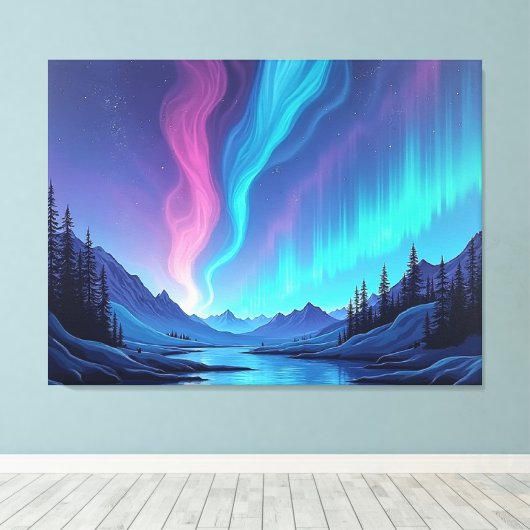 Aurora Tide – Premium 40"x32" Fluid Art Canvas (Insitu (Houten vloer))