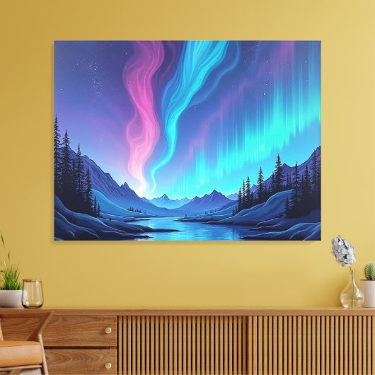 Aurora Tide – Premium 40"x32" Vloeibare Kunst Canv Canvas Afdruk (Insitu (Woonkamer))