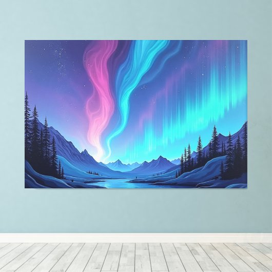 Aurora Tide – Premium 60"x40" Fluid Art Canvas (Insitu (Houten vloer))