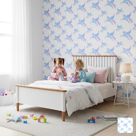 Aurora-Touched Winged Unicorn Behang