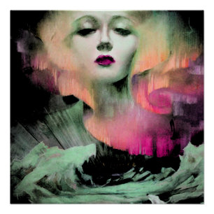 Aurora van Clive Henry roze perzik nacht Perfect Poster