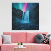 Aurora Waterval Canvas – Mystieke Natuur Print (Insitu (Woonkamer))