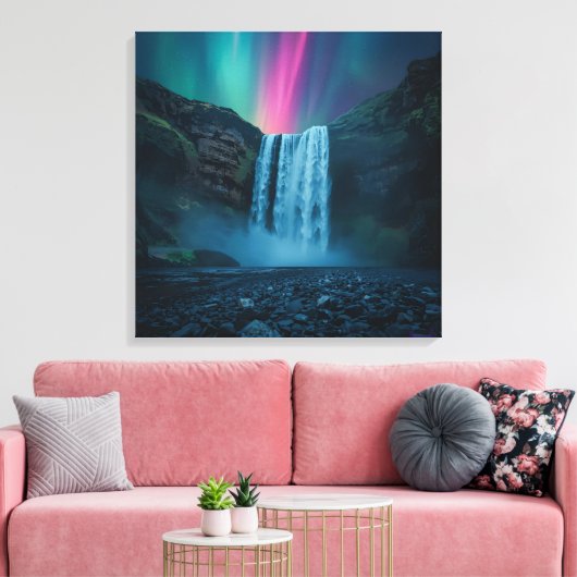 Aurora Waterval Canvas – Mystieke Natuur Print (Insitu (Woonkamer))