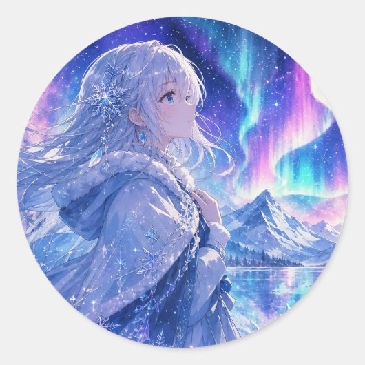 Aurora Winter Meisje Sticker (Voorkant)