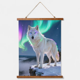 Aurora Wolf Canvas Print: A Majestic Winter Scene  Hangend Wandkleed