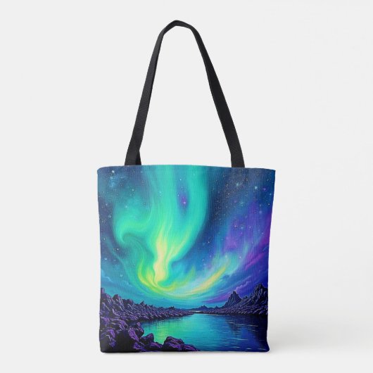 Aurora's Magische Night Sky Dance Ontwerp Tote Bag (Achterkant)