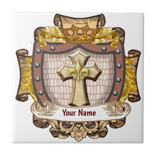 Aurum familiewapen Achternaam Tegeltje (Voorkant)
