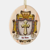 Aurum Family Crest Achternaam Keramisch Ornament (Rechts)