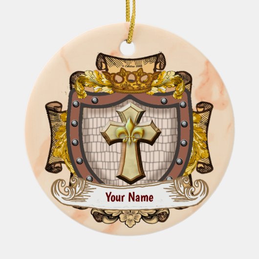 Aurum Family Crest Achternaam Keramisch Ornament (Voorkant)