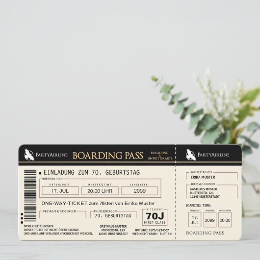 ausgefallene Einladungskarte zum 70. Geburtstag Kaart (Staand voorkant)