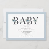 AUSHA Dusty Blue Boy Baby shower Uitnodiging (Voorkant)