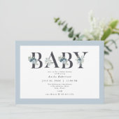 AUSHA Dusty Blue Boy Baby shower Uitnodiging (Staand voorkant)