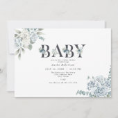 AUSHA Dusty Blue Boy Baby shower Uitnodiging (Voorkant)