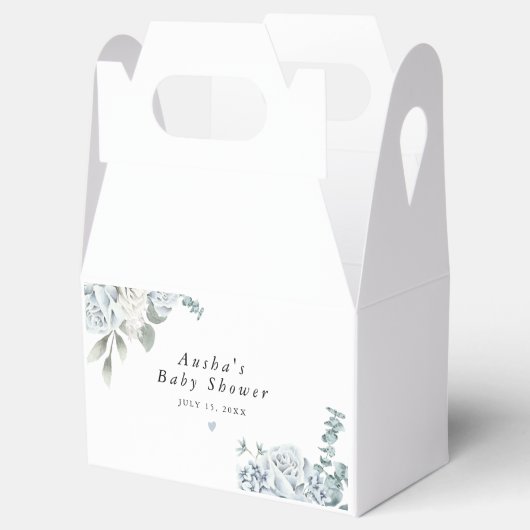 AUSHA Dusty Blue Floral Boy Baby shower Bedankdoosjes (Geopend)