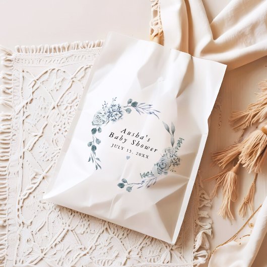 AUSHA Dusty Blue Floral Boy Baby shower Bedankzakje