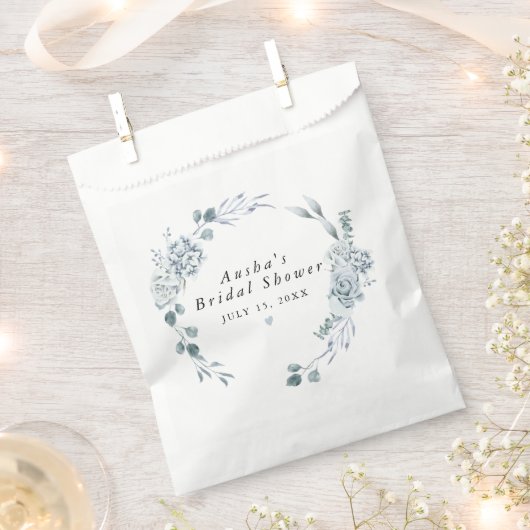 AUSHA Dusty Blue Floral Boy Baby shower Bedankzakje (Geknipt)