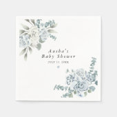 AUSHA Dusty Blue Floral Boy Baby shower Servet (Voorkant)