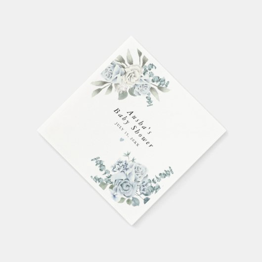 AUSHA Dusty Blue Floral Boy Baby shower Servet (Hoek)