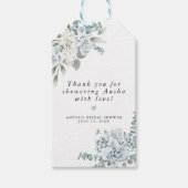 AUSHA Dusty Blue Floral Vrijgezellenfeest Favor Cadeaulabel (Voorkant)
